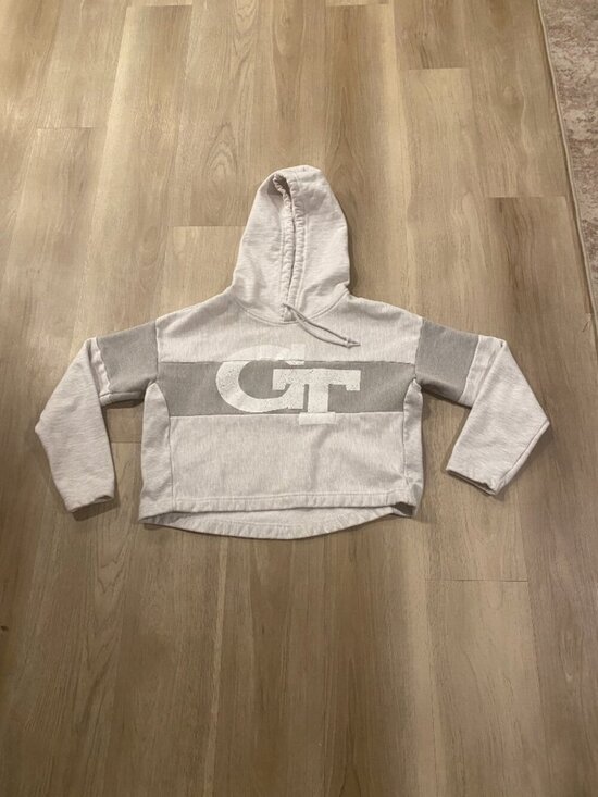 Champion Tops - Champion Reverse Weave Georgetown University Hoodie M Gray Cropped Boxy Sweatshi